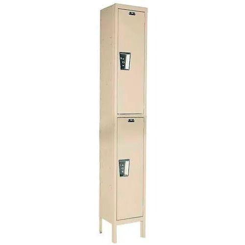 Hallowell® 2-Tier 2 Door Maintenance-Free Quiet Locker, 12"W x 15"D x 78"H, Tan, Assembled