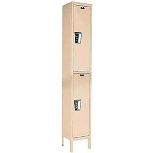 Hallowell® 2-Tier 2 Door Maintenance-Free Quiet Locker, 12"Wx15"Dx36"H, Tan, Unassembled