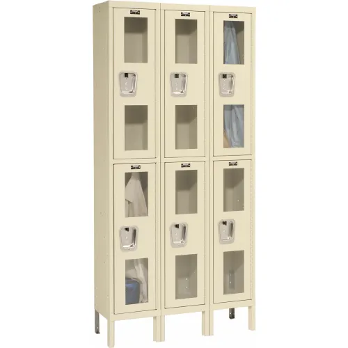 Hallowell® 2-Tier 6 Door Safety-View Locker, 36"W x 18"D x 78"H, Tan, Assembled