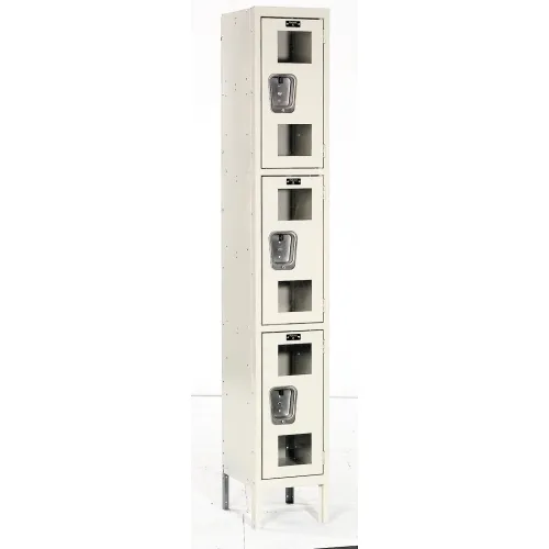 Hallowell® 3-Tier 3 Door Safety-View Locker, 12"W x 12"D x 78"H, Tan, Assembled