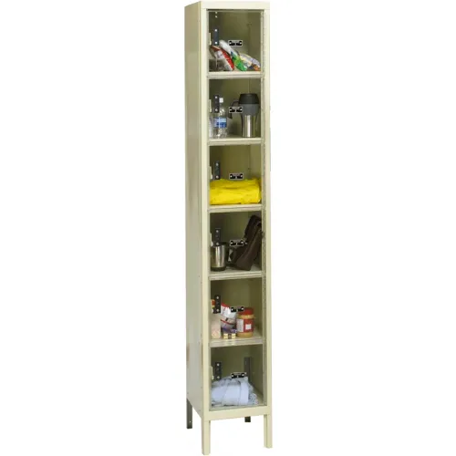 Hallowell® 6-Tier 6 Door Safety-View Locker, 12"W x 18"D x 78"H, Tan, Unassembled