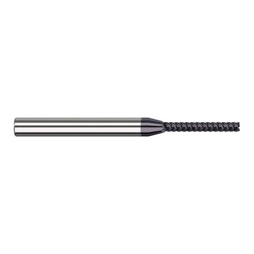 Harvey Tool 976109-C6 | 0.400mm Diameter x 4.000mm Shank x 3.200mm LOC x 50.000mm OAL 4FL AlTiN Nano Coated Carbide Single End Mill for Exotic Alloys