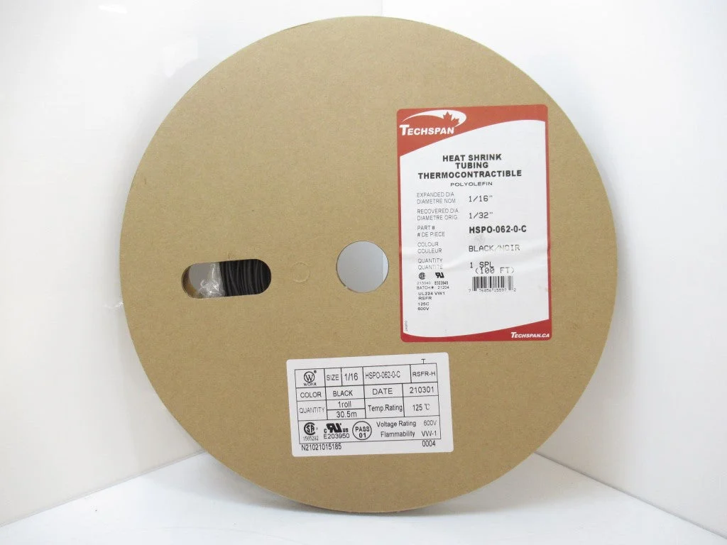 HSPO-062-0-C TechSpan Heat Shrink Tubing DIA 1/16" Black
