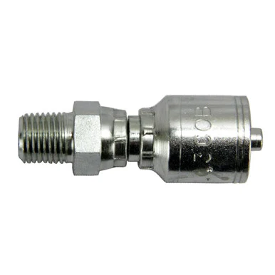 Hydraulic Crimp Hose Fitting: M Pipe: Swivel 3/8 ID, 1/2-14 Thread
