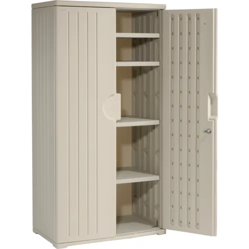 Iceberg™ Plastic Storage Cabinet, 36"W x 22"D x 72"H, Light Gray, Unassembled