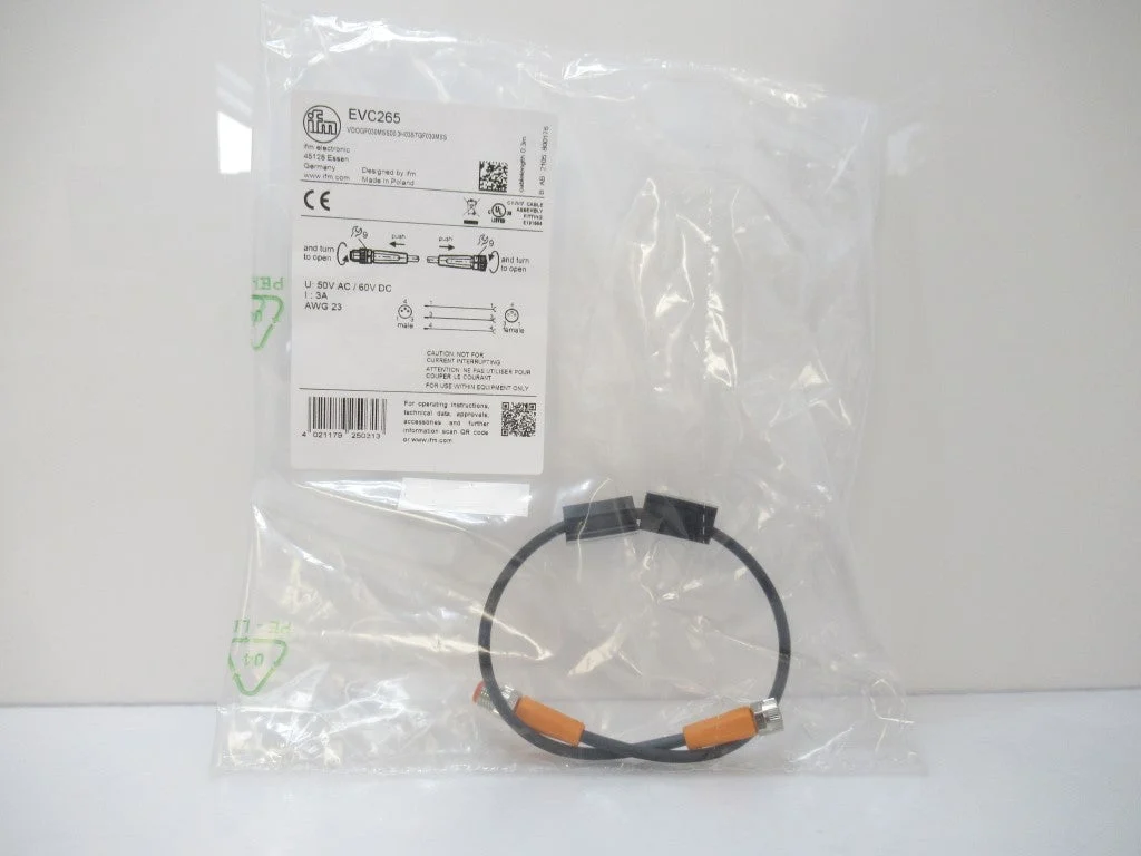Ifm Electronic EVC265 Connector Cable, M8, 3-Pole, AWG 23