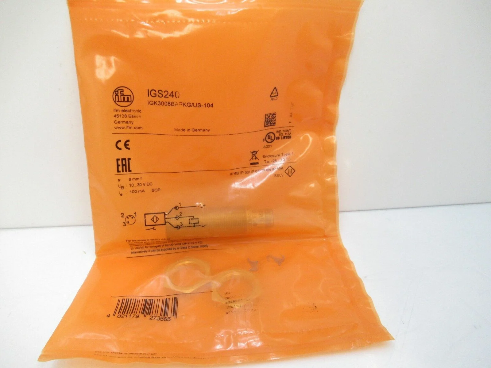 IGS240 IGK3008BAPKG/US-104 Ifm Electronic Inductive Sensor
