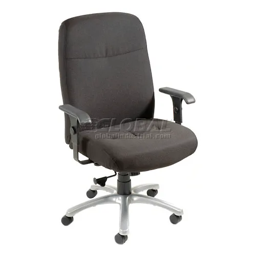 Interion® Big & Tall Chair With 27"H Back & Adjustable Arms, Fabric, Black