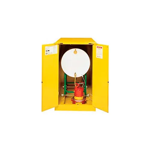 Justrite® Drum Cabinet 55 Gal. Capacity Horizontal Manual Close Flammable W/ Drum Rollers