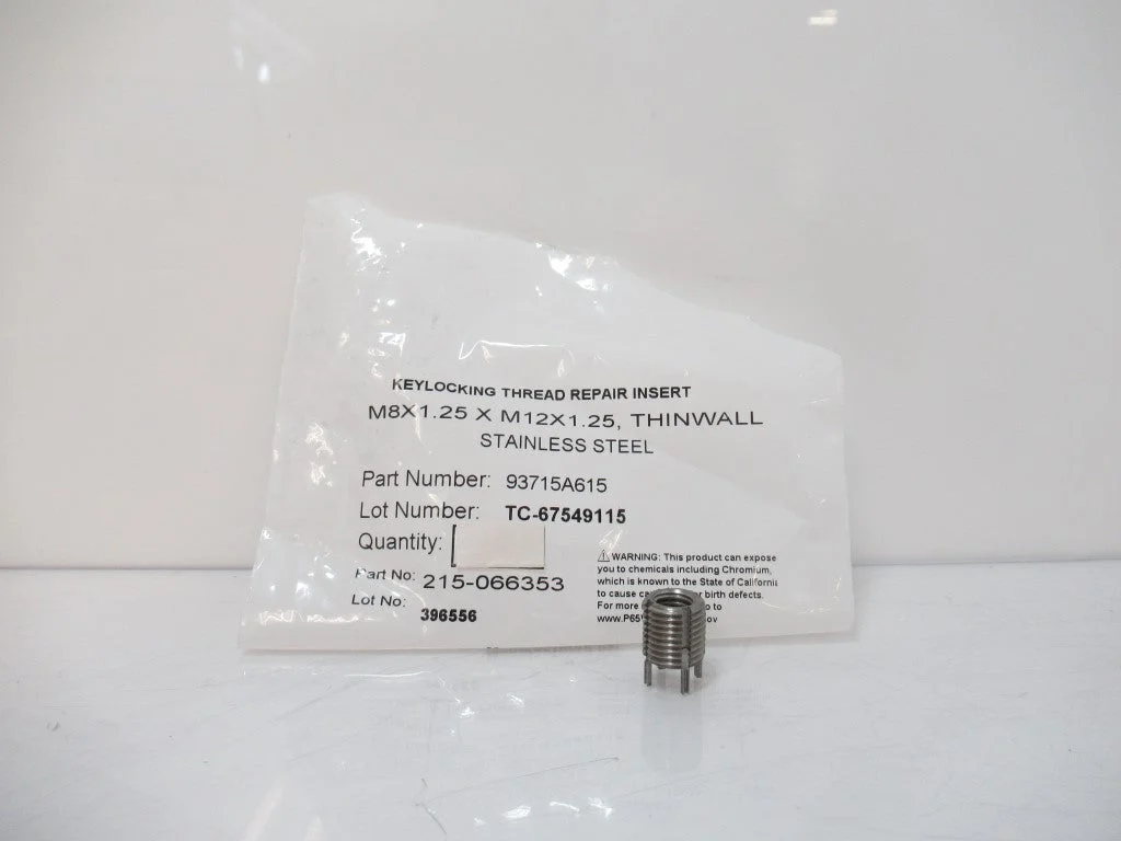 Key-Locking Thread Insert M8 x 1.25 X M12 x 1.25