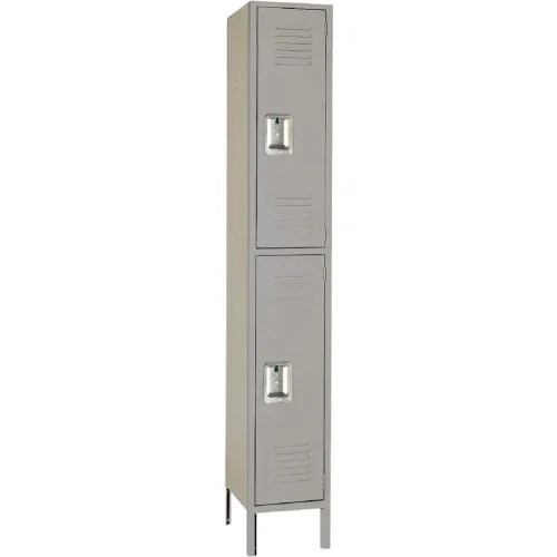 Lyon® 2-Tier 2 Door Locker, Recessed Handle, 15"W x 15"D x 78"H, Gray, Unassembled
