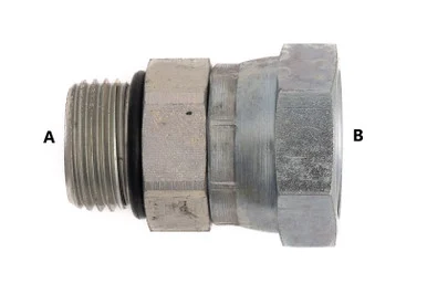 Male O-Ring to F Pipe Swivel Straight: 9/16-18 A, 1/4-18 B