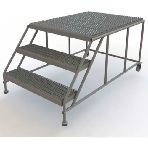 Mobile 3 Step Steel 36"W X 48"L Work Platform Ladder Without Handrails - WLWP033648