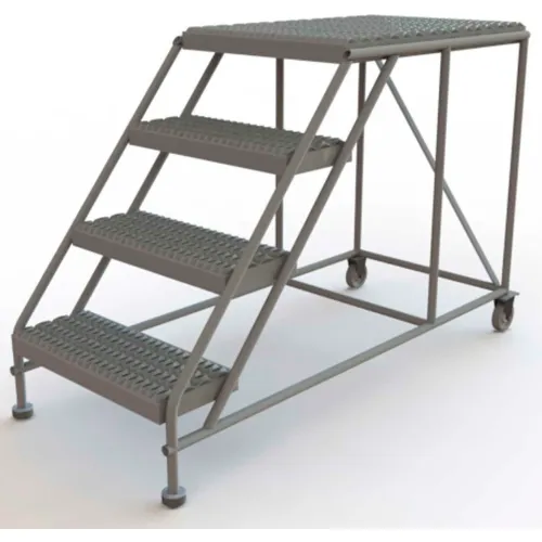 Mobile 4 Step Steel 24"W X 36"L Work Platform Ladder Without Handrails - WLWP042436