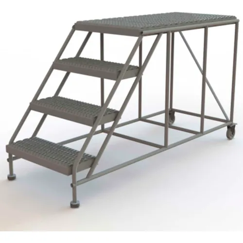Mobile 4 Step Steel 24"W X 48"L Work Platform Ladder Without Handrails - WLWP042448