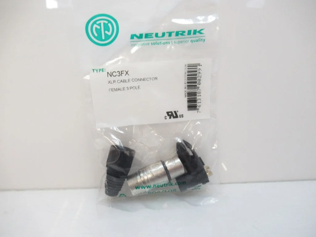 NC3FX Neutrik 3-Pole Female Cable Connector, 14 AWG, Nickel Housing