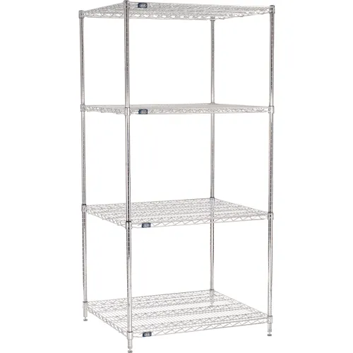 Nexel® 4 Shelf, Chrome Wire Shelving Unit, Starter, 36"W x 30"D x 74"H