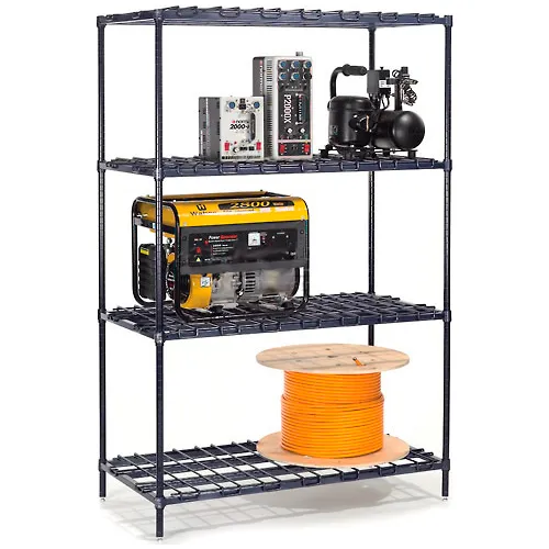 Nexel® 4 Shelf, Poly-Z-Brite® Heavy Duty Wire Shelving Unit, Starter, 36"W x 24"D x 63"H