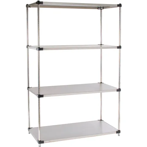 Nexel® 4 Shelf, Stainless Steel Solid Shelving Unit, Starter, 36"W x 24"D x 63"H
