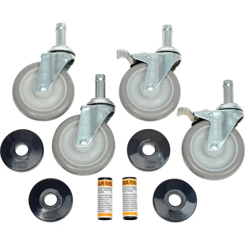 Nexel® Stem Casters Set (4), 5" Polyurethane Wheel, 2 with Brakes, 1200 Lb Capacity