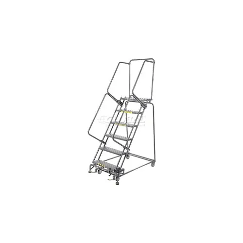 Perforated 24"W 6 Step Steel Rolling Ladder 21"D Top Step- Lock Type B - FS063021P