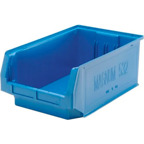 Quantum Storage® Plastic Magnum Stacking Bin, 20"L x 12"W x 8"H, Blue - Pkg Qty 6