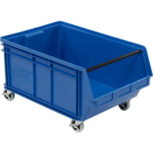 Quantum Storage® Plastic Mobile Magnum Stacking Bin, 28"L x 18"W x 15"H, Red