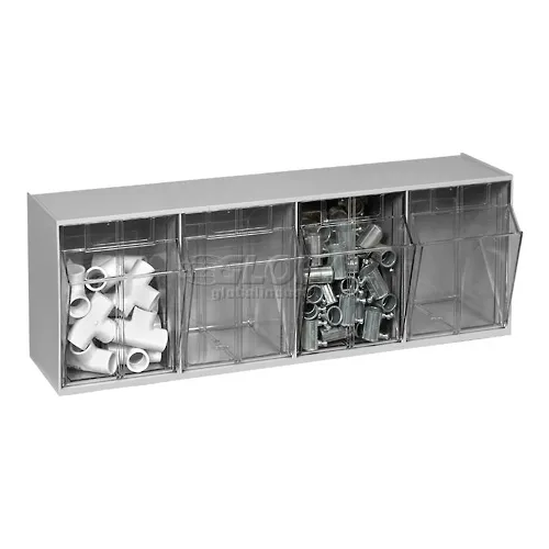Quantum Tip Out Storage Bin QTB304 - 4 Compartments Gray