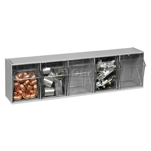 Quantum Tip Out Storage Bin QTB305 - 5 Compartments Gray