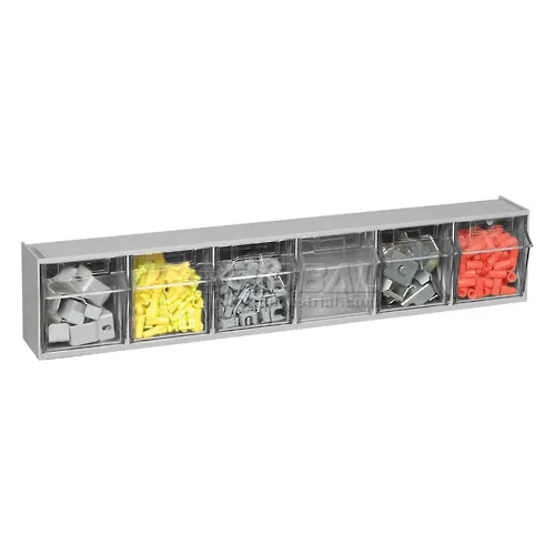 Quantum Tip Out Storage Bin QTB306 - 6 Compartments Gray