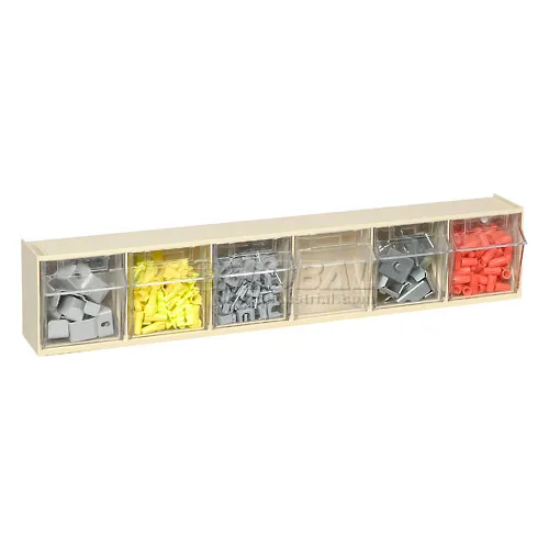 Quantum Tip Out Storage Bin QTB306 - 6 Compartments Ivory