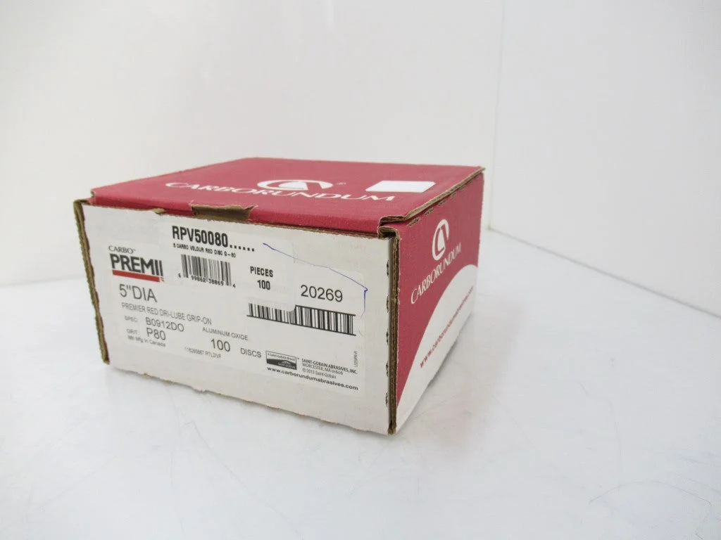 RPV50080 Carbo Premier 5" DIA Premier Red Dri-Lube Grip-On Grit: P80
