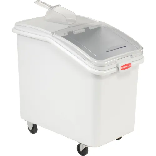 Rubbermaid® 3603-88 4.1 Cu. Ft Plastic Bin Truck with Clear Lid & Scoop