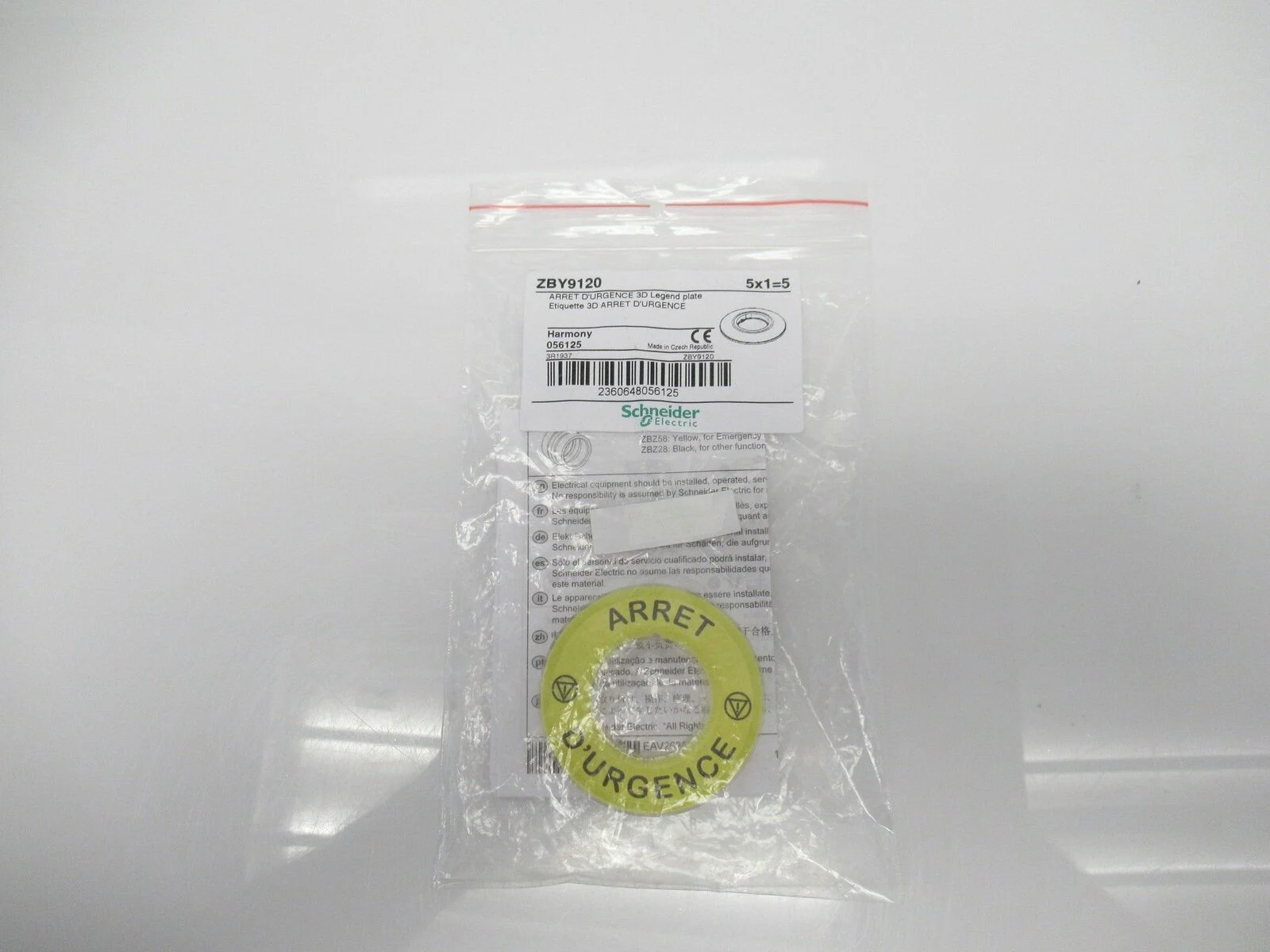 Schneider Electric ZBY9120 Arret D'urgence 3D Legend Plate