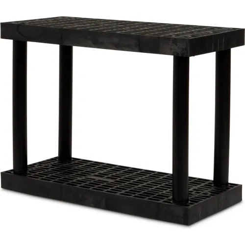SPC Industrial™ DuraShelf™, 2 Shelf, Grid Top, 36"W x 16"D x 27"H, Black