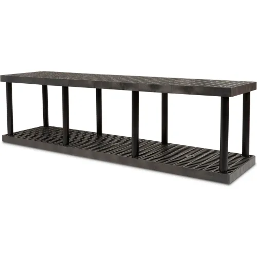 SPC Industrial™ DuraShelf™, 2 Shelf, Grid Top, 96"W x 24"D x 27"H, Black
