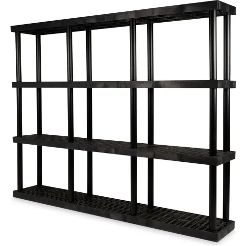 SPC Industrial™ DuraShelf™, 4 Shelf, Grid Top, 96"W x 16"D x 75"H, Black