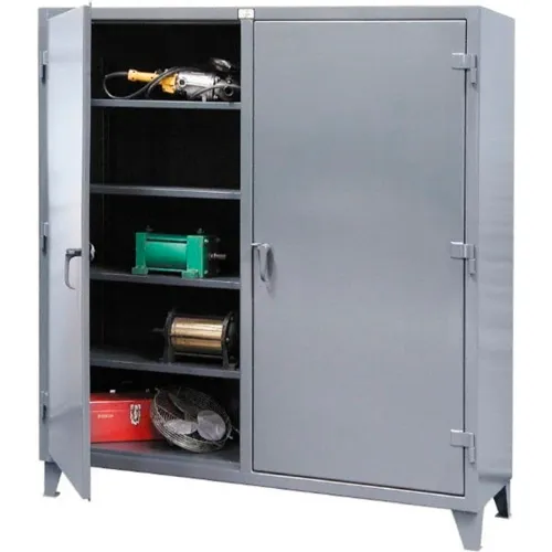 Stronghold Heavy Duty Double Shift Storage Cabinet, 12 Gauge, 48"W x 24"D x 78"H, Gray