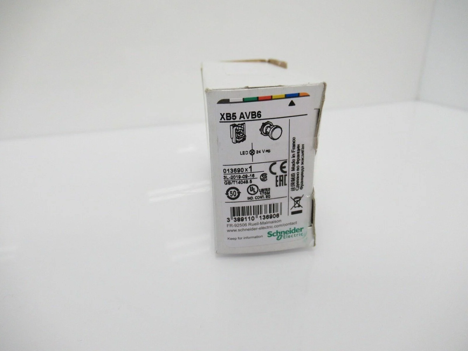 XB5AVB6 Schneider Electric Pilot Light, Blue, LED, 22mm, 24V AC/DC